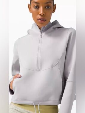 Lululemon Unleash Strength Hoodie Spacer Half Zip Chrome Gray Sz 4